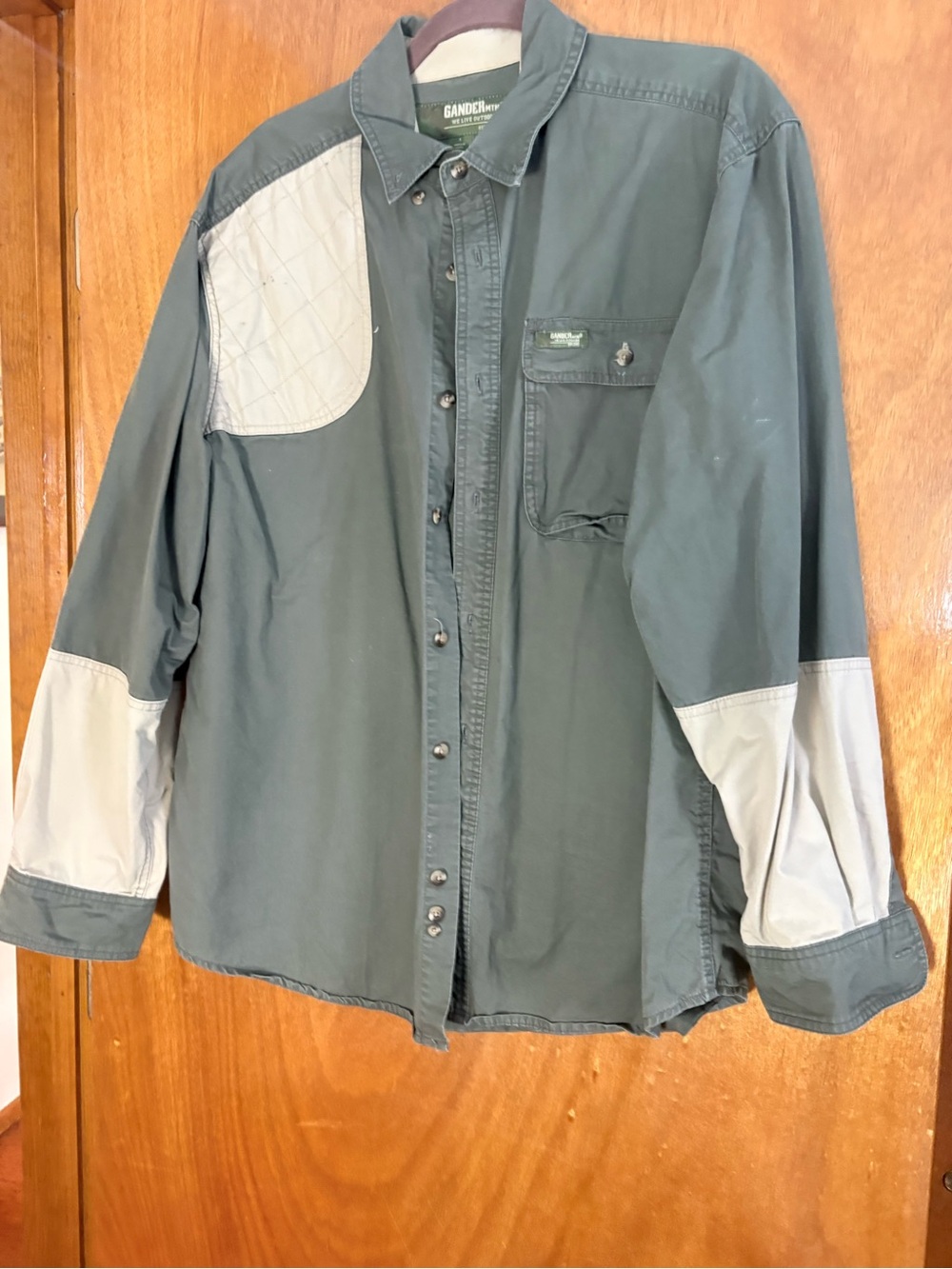 Gander Mountain Green & Gray Collar Shirt